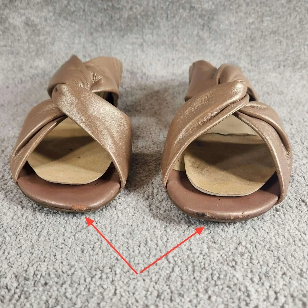 Trotters Cameron Sandals Gold Metallic Twisted Leather Wedge Women‎ Size 8N